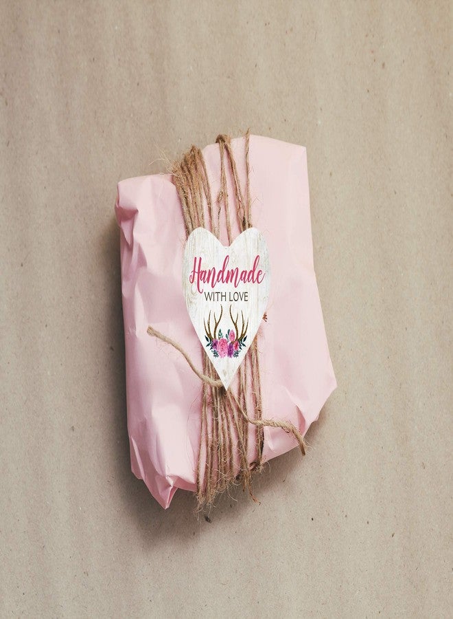 D2C Gift Wrap Handmade with Love Printed in Heart Shape Sticker, Ideal for Gift Wrapping, Packaging, Small Business, Corporate Gifts (90) - Image 3